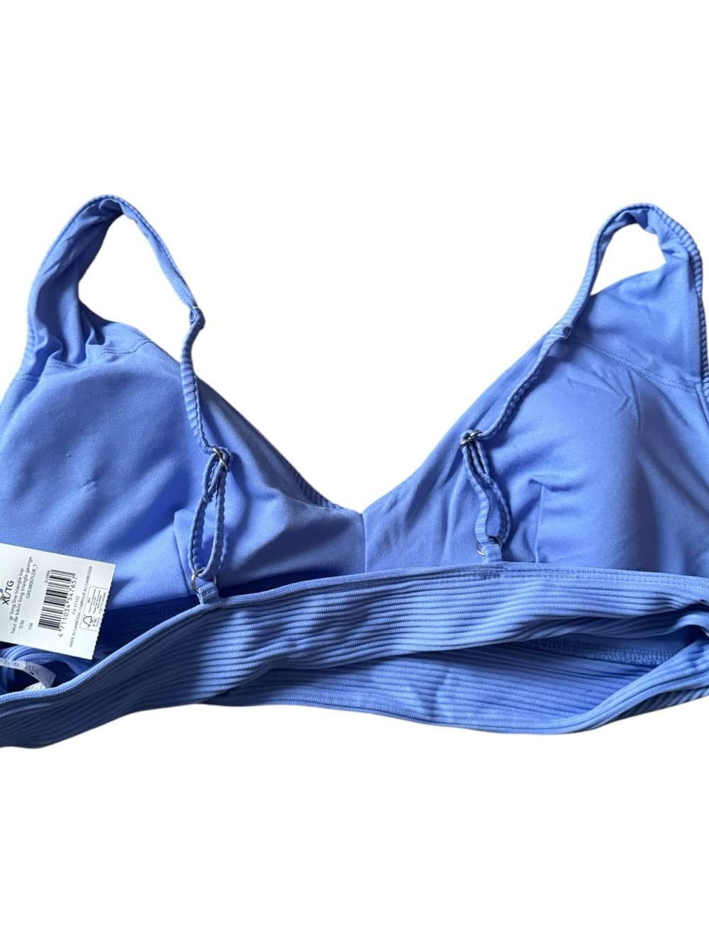 George NWT Lot 2 Ribbed Long Line Triangle Bikini Top XL Black Blue Beach - Picture 9 of 10